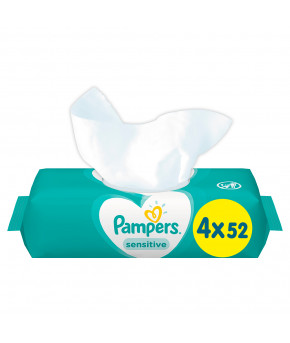 Салфетки влажные Pampers Sensitive Quadro 4х52шт(цена за 52шт)