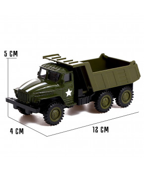 Модель военная Урал Армия бензовоз инерционная 1:43 цвет хаки (в коробке)