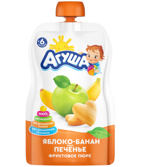 Пюре Агуша яблоко бананом и печенье gualapack 90г 