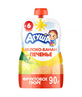Пюре Агуша яблоко бананом и печенье gualapack 90г 