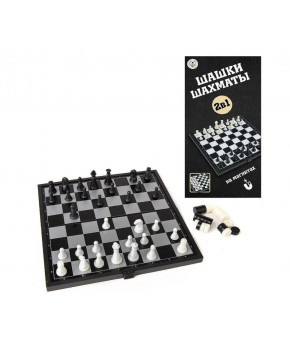 Настольная игра Шахматы и шашки магнитные (дорожный набор)