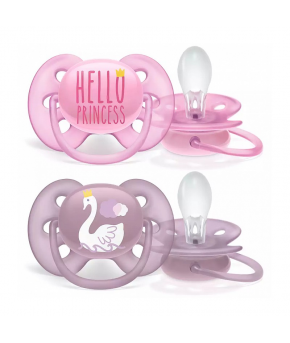 Пустышка Avent Ultra Soft силиконовая Hello Princess/Лебедь 6-18мес (цена за 1шт)