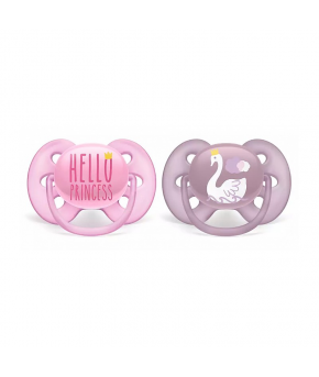 Пустышка Avent Ultra Soft силиконовая Hello Princess/Лебедь 6-18мес (цена за 1шт)