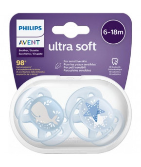 Пустышка Avent Ultra Soft силиконовая Кит/Звезды 6-18мес (цена за 1шт)