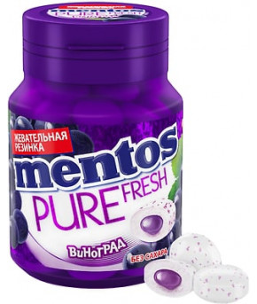 Жевательная резинка Mentos Pure Fresh со вкусом винограда 54г