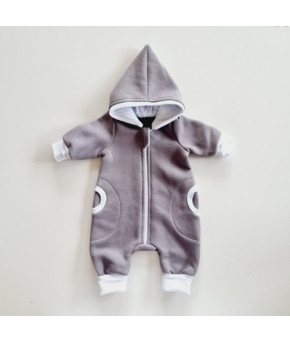 Комбинезон Sofi Гном с капюшоном cерый футер с начёсом p-p 68