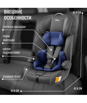 Автокресло NINO Simple Grey/Blue (9-36кг)