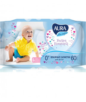 Салфетки влажные Aura Ultra Comfort алоэ и витамин Е 60шт