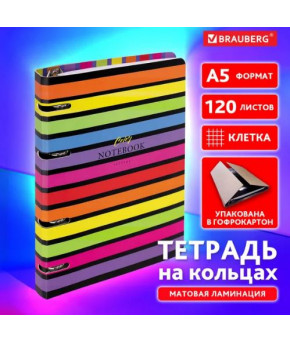 Тетрадь Brauberg на кольцах в клетку 120л