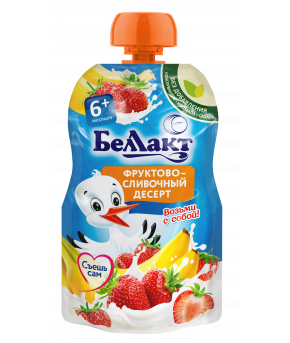 Пюре Беллакт фруктово-сливочный десерт банан клубника gualapack 90г