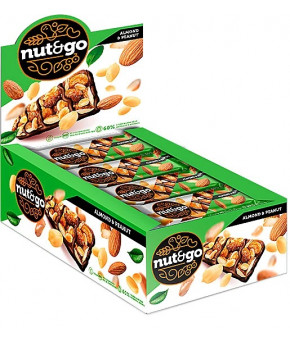 Батончик ореховый Nut&Go Almond&peanut с арахисовой пастой 34г