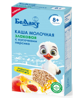 Каша Беллакт злаковая с кусочками персика на зерно-молочной основе 200г
