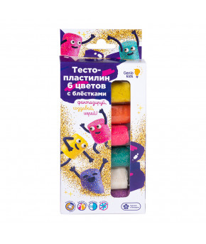 Тесто-пластилин Genio Kids с блёстками 6цв
