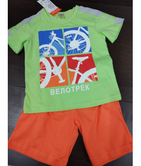 Комплект для мальчика Свiтанак джемпер+шорты салатовый+оранжевый р-р 110, 110-60