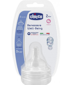 Соска Chicco Well-Being Benessere силиконовая средний поток 2+ (цена за штуку)