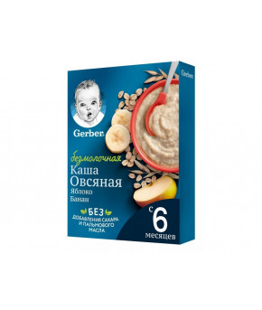 Каша Gerber овсяная с яблоком и бананом безмолочная 180г