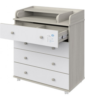 Комод Атон Орион-804 шимо светлый/белый 4ящика (на колёсиках)