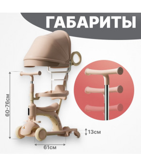 Самокат Ricos Crocs с ручкой Ligh Pink