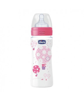 Бутылочка Chicco Well-Being Girl с силиконовой соской, 330 мл (цена за 1шт)