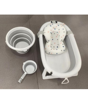 Ванна складная NINO Dolphin со сливом Cream-Grey 82см с термометром (набор)