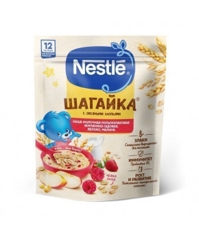 Каша Nestle шагайка 5 злаков земляника яблоко малина молочная дой-пак 190г