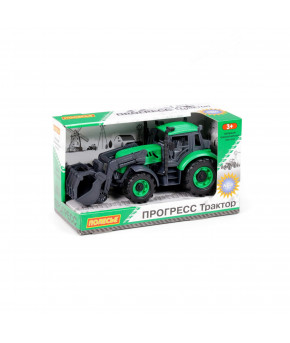 Трактор-погрузчик Полесье Прогресс с/х инерционный зелёный (в коробке)