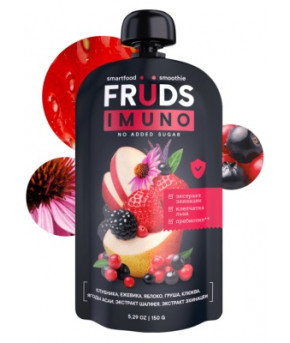 Пюре Smartfood Smoothie Fruids Imuno яблоко, груша, клубника и ежевика 150г