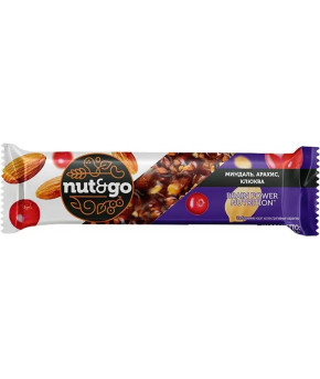 Батончик ореховый Nut&Go миндальный с клюквой 30г