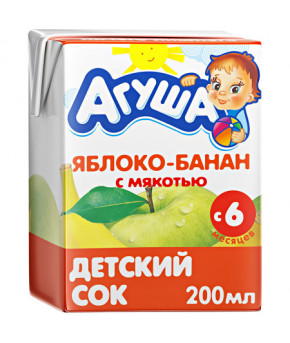 Сок Агуша яблоко-банан с мякотью 200мл