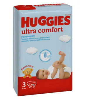 Подгузники Huggies Ultra Comfort Mega для мальчиков 3 (5-9кг) 78шт