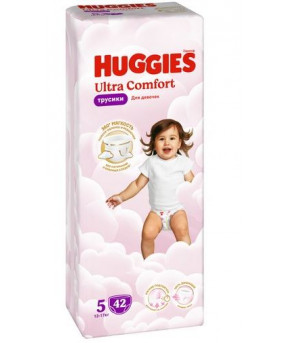 Подгузники-трусики Huggies Ultra Comfort для девочек 5 (12-17кг) 42шт
