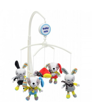 Каруселька BabyMix Зайки и собачки с плюшевыми игрушками