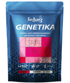 Специализированный продукт Genetika для питания спортсменов 25% Glutamine+BCAA клубника 500г