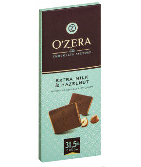 Шоколад молочный O`Zera Milk&Extra Hazelnuts с цельным фундуком 90г