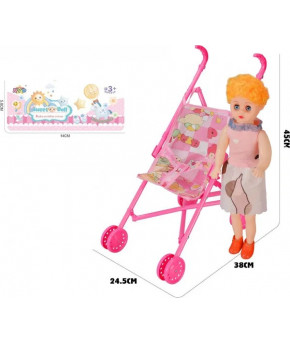 Коляска Labalu для кукол EVA с куклой Pink (набор)