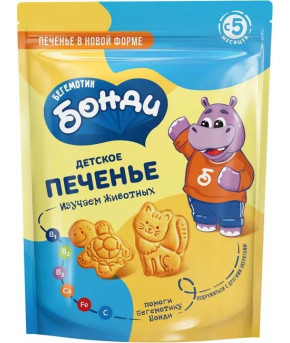 Печенье Бегемотик Бонди Изучаем животных 80г
