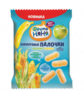 Палочки кукурузные Фруто Няня с яблоком и бананом 20г