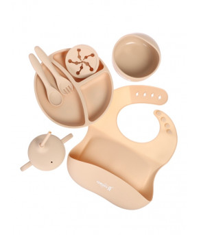 Набор для кормления Крошка Я Premium силиконовый бежевый 7шт