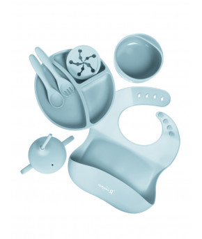 Набор для кормления Крошка Я Premium силиконовый голубой 7шт