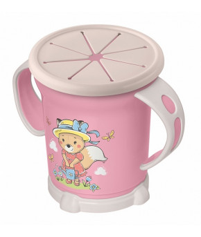 Поильник Пластишка Чашка для сухих завтраков с декором розовый 270мл 
