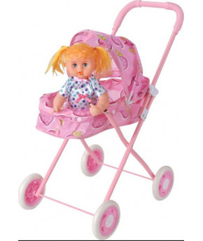 Коляска Labalu для кукол EVA с куклой Lite Pink
