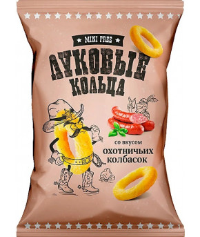 Снеки Mini Free Луковые кольца охотничьи колбаски 45г