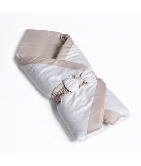 Конверт-одеяло Perina с бантом на выписку Бежево-белый одеяло 90х90см