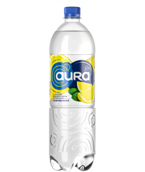 Вода Aura питьевая газированная со вкусом лимона и мяты 1,0л