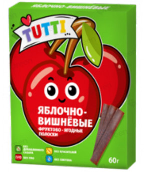 Фруктовый ролл Tutti яблочно-вишнёвые 30г