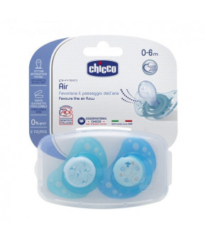 Пустышка Chicco Physio Air силиконовая голубая 0-6мес.(цена за 1шт)