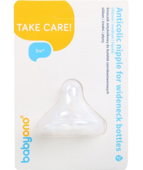 Соска BabyOno Anti-Colic с широким горлышком средний поток