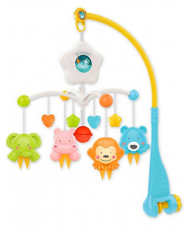 Каруселька Lorelli с пластиковыми игрушками Счастливые животные Blue