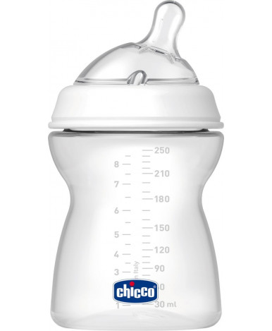 Бутылочка Chicco Natural Feeling с силиконовой соской с наклоном 2+ 250мл (цена за 1шт)
