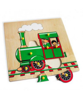 Развивающая игрушка-вкладыш Поезд Паровоз деревянная